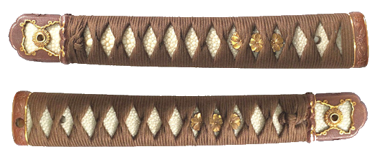 軍刀柄純綿茶色諸捻り巻き
