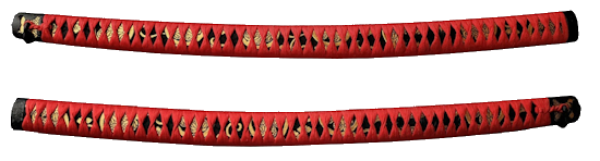 太刀柄正絹朱色片摘み巻き